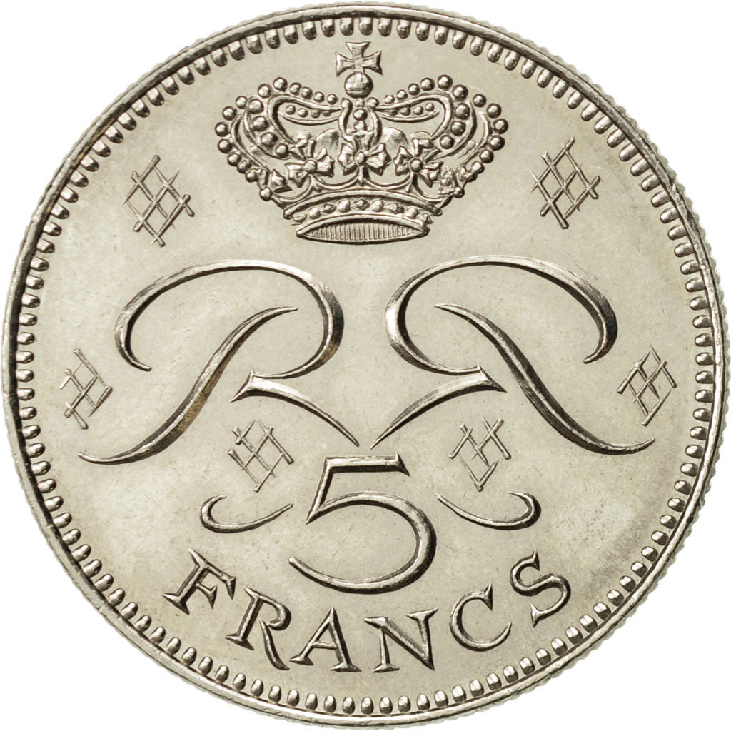 Monaco, Rainier III, 5 Francs, 1974, AU(55-58), Copper-nickel, KM:150