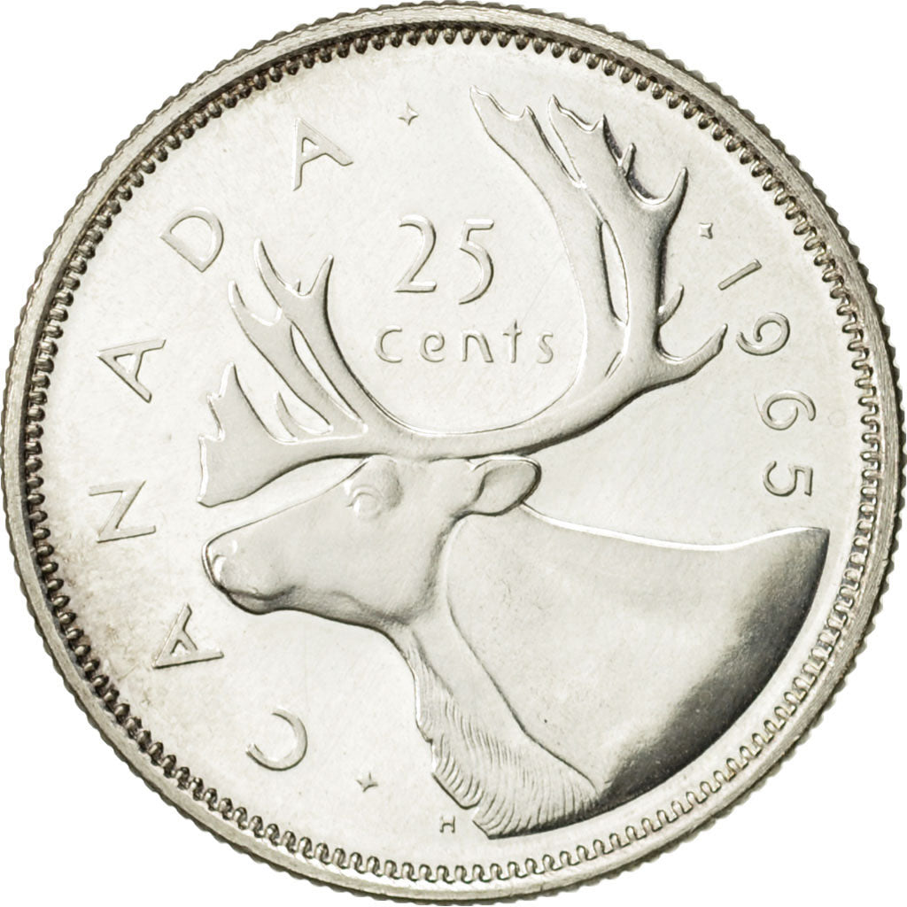 Coin, Canada, Elizabeth II, 25 Cents, 1965, Royal Canadian Mint, Ottawa
