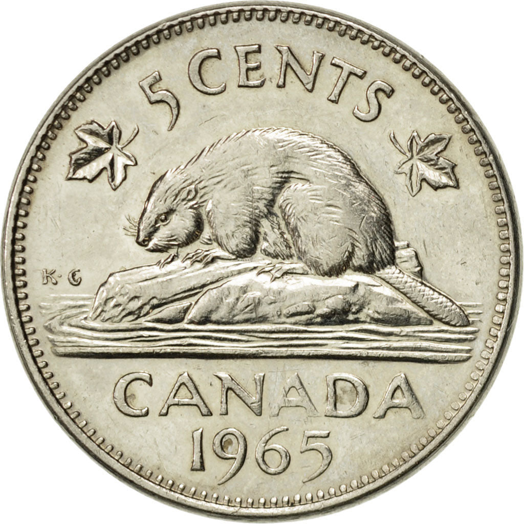 Coin, Canada, Elizabeth II, 5 Cents, 1965, Royal Canadian Mint, Ottawa