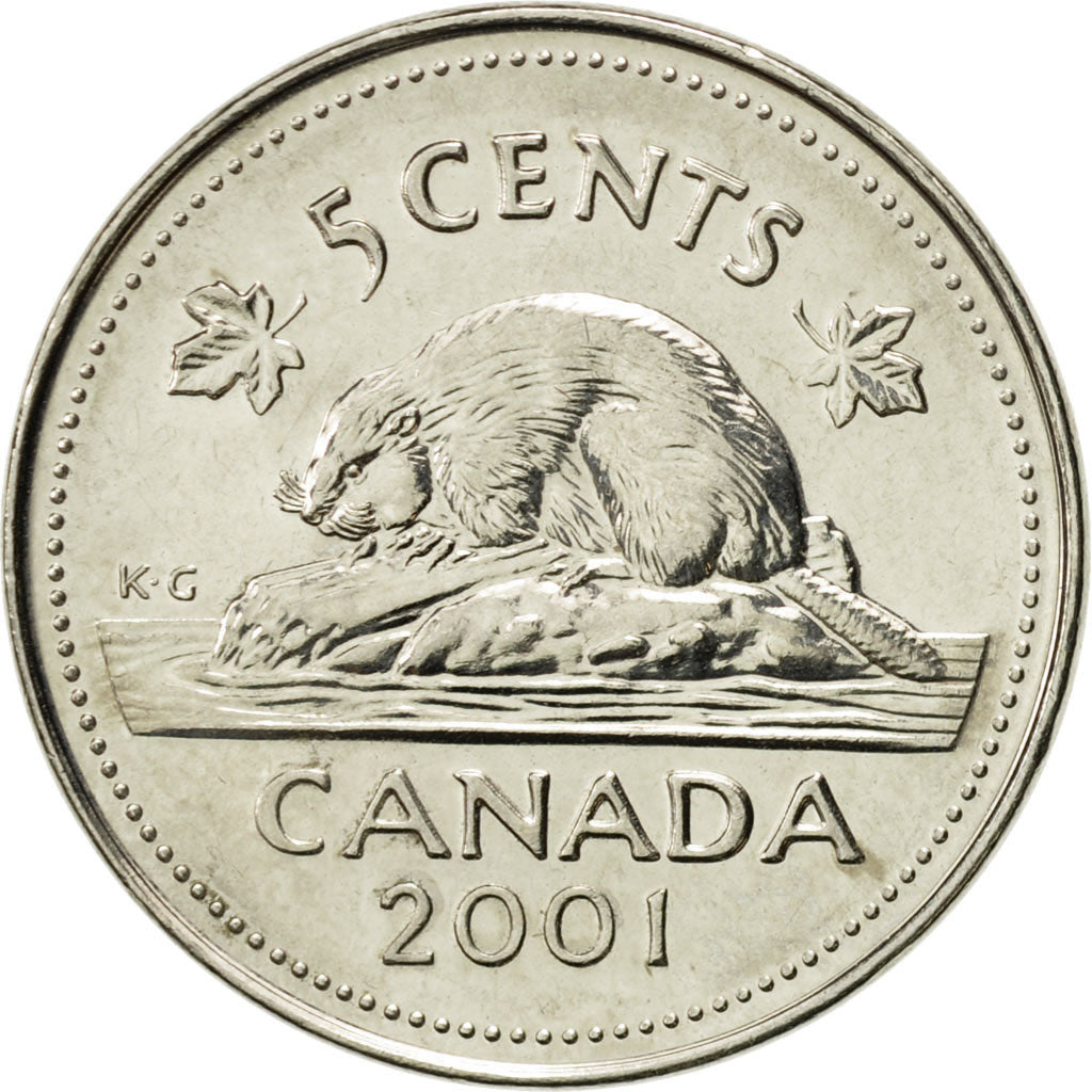 Coin, Canada, Elizabeth II, 5 Cents, 2001, Royal Canadian Mint, Ottawa