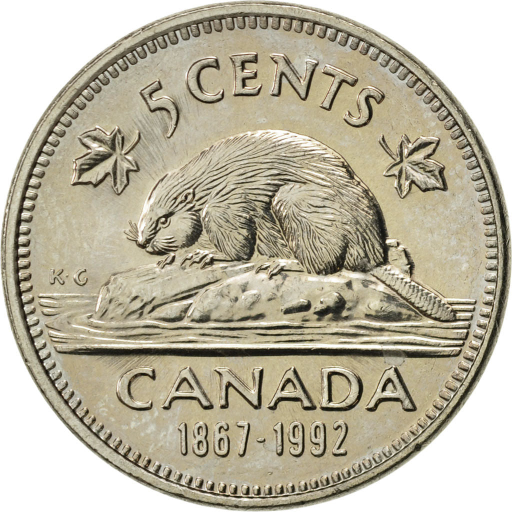 Coin, Canada, Elizabeth II, 5 Cents, 1992, Royal Canadian Mint, Ottawa