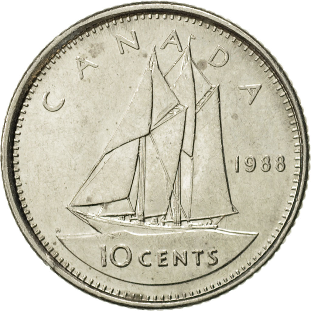 Coin, Canada, Elizabeth II, 10 Cents, 1988, Royal Canadian Mint, Ottawa
