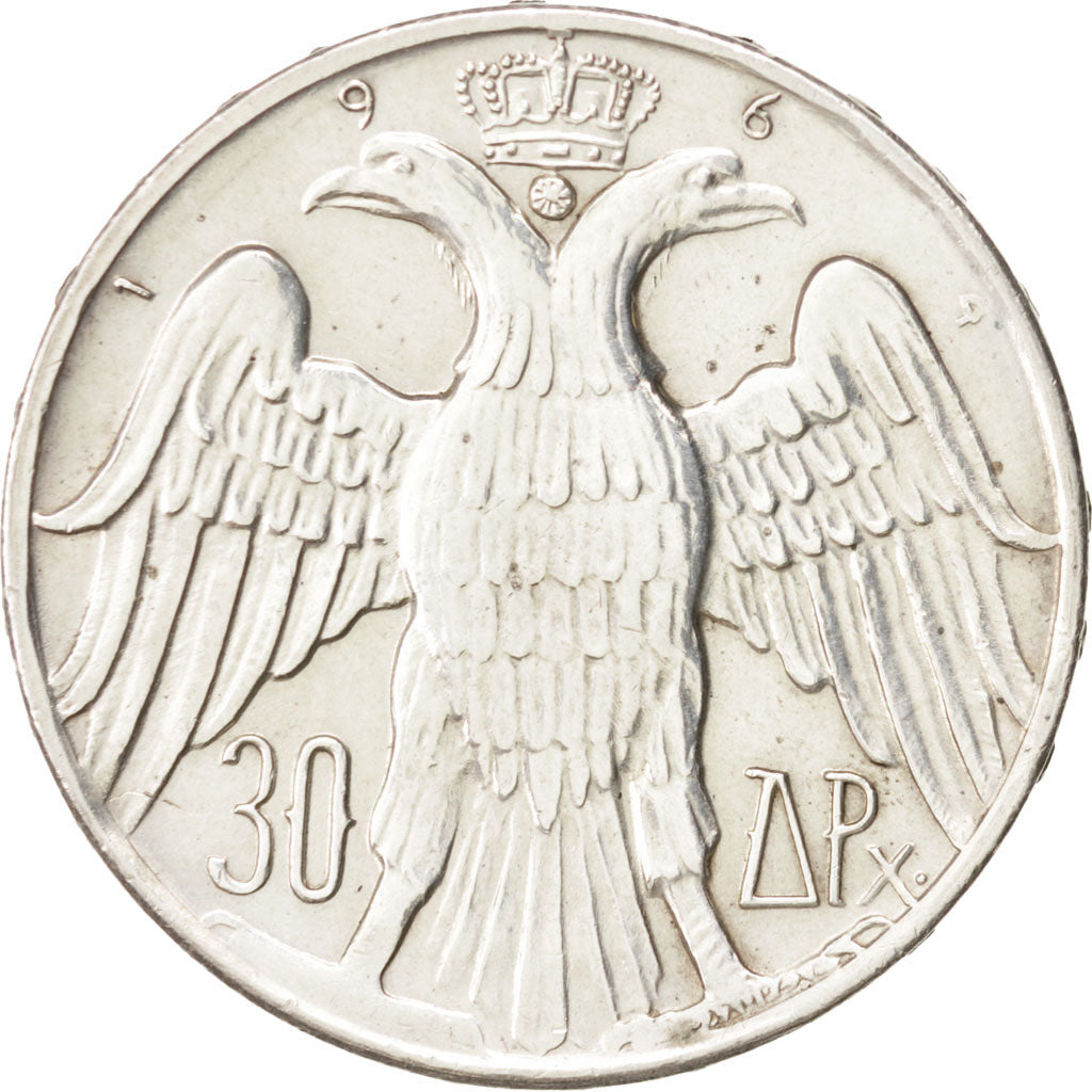 Greece, Constantine II, 30 Drachmai, 1964, Silver, KM:87