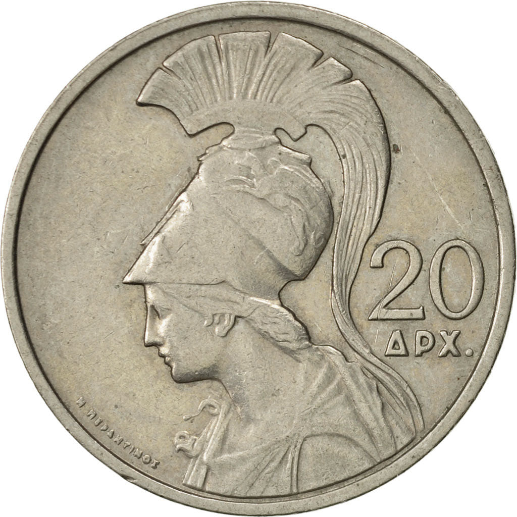 Coin, Greece, 20 Drachmai, 1973, AU(50-53), Copper-nickel, KM:112