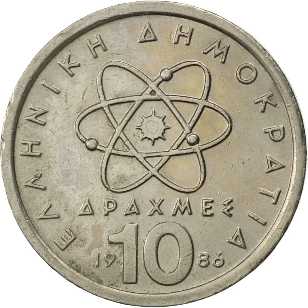 Coin, Greece, 10 Drachmes, 1986, AU(50-53), Copper-nickel, KM:132