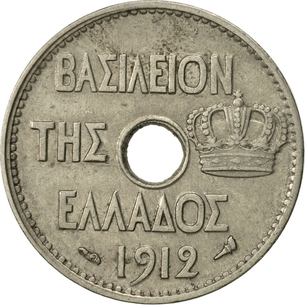 Monnaie, Grèce, George I, 5 Lepta, 1912, TTB+, Nickel, KM:62