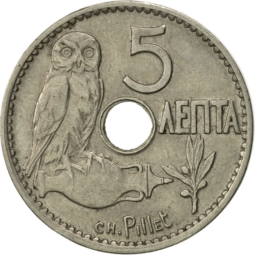 Monnaie, Grèce, George I, 5 Lepta, 1912, TTB+, Nickel, KM:62