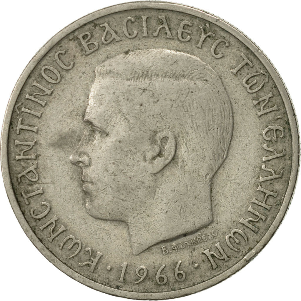 Monnaie, Grèce, Constantine II, 2 Drachmai, 1966, TTB, Copper-nickel, KM:90