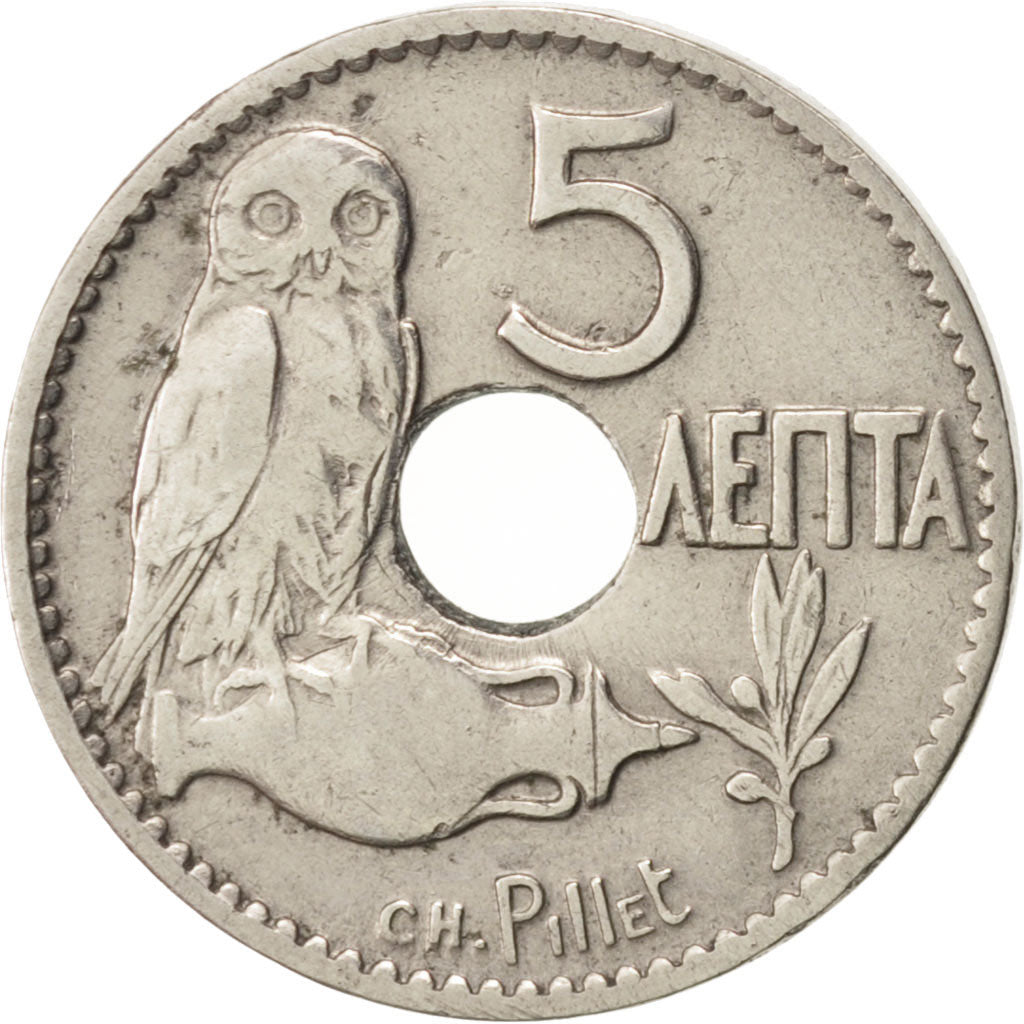 Greece, George I, 5 Lepta, 1912, KM:62