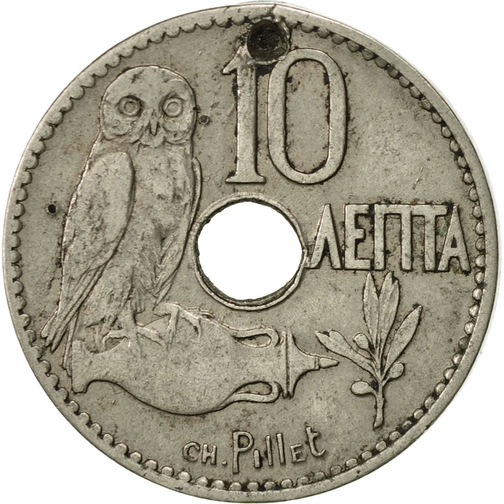 Coin, Greece, George I, 10 Lepta, 1912, EF(40-45), Nickel, KM:63