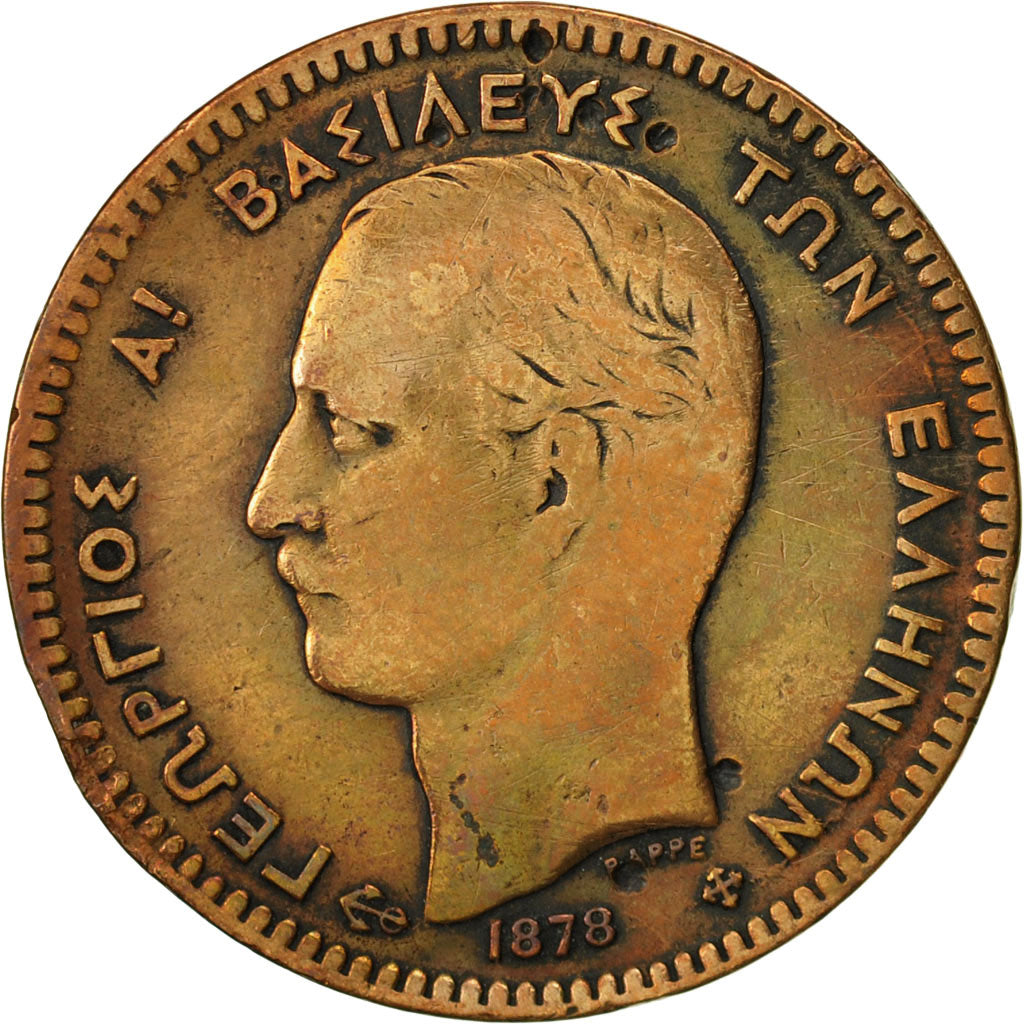 Monnaie, Grèce, George I, 10 Lepta, 1878, TB, Cuivre, KM:55