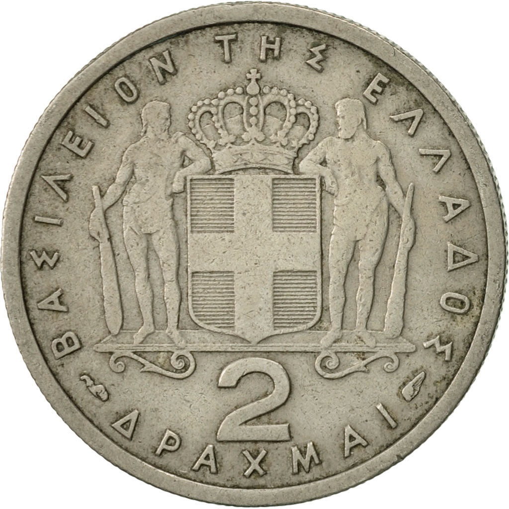 Coin, Greece, Paul I, 2 Drachmai, 1957, VF(20-25), Copper-nickel, KM:82