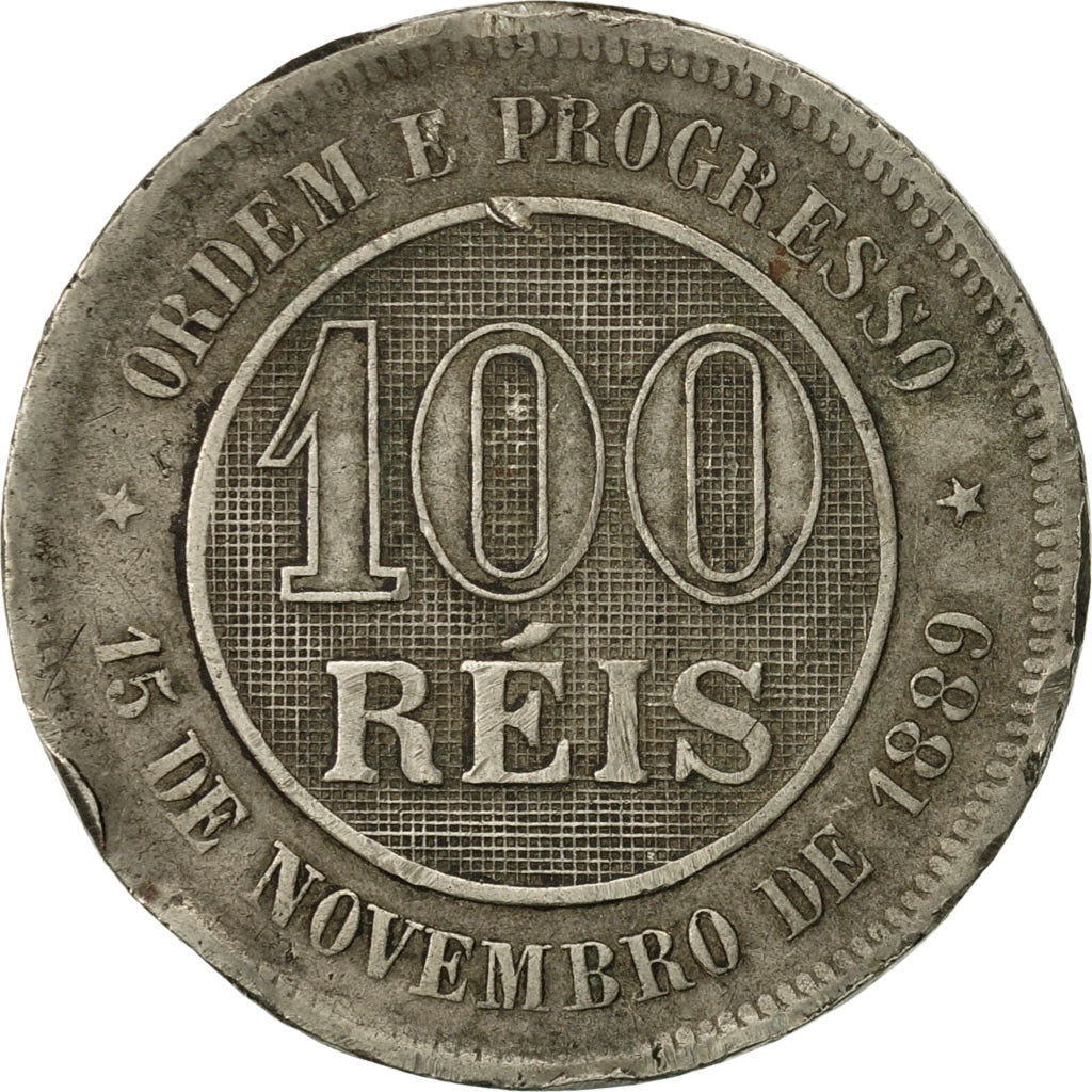 Brésil, Pedro II, 100 Reis, 1889, TTB, Copper-nickel, KM:483