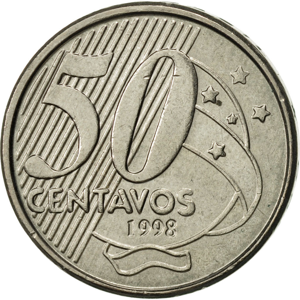 Brazil, 50 Centavos, 1998, AU(50-53), Copper-nickel, KM:651
