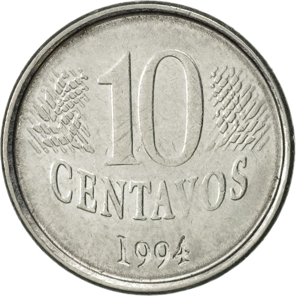 Coin, Brazil, 10 Centavos, 1994, AU(50-53), Stainless Steel, KM:633