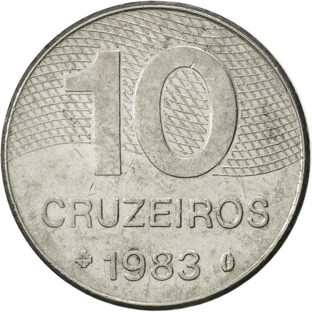 Coin, Brazil, 10 Cruzeiros, 1983, AU(50-53), Stainless Steel, KM:592.1