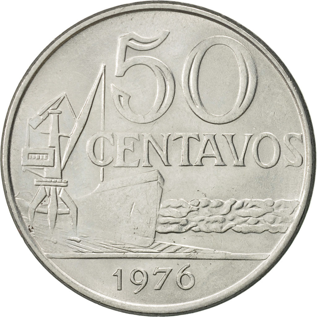 Coin, Brazil, 50 Centavos, 1976, MS(60-62), Stainless Steel, KM:580b