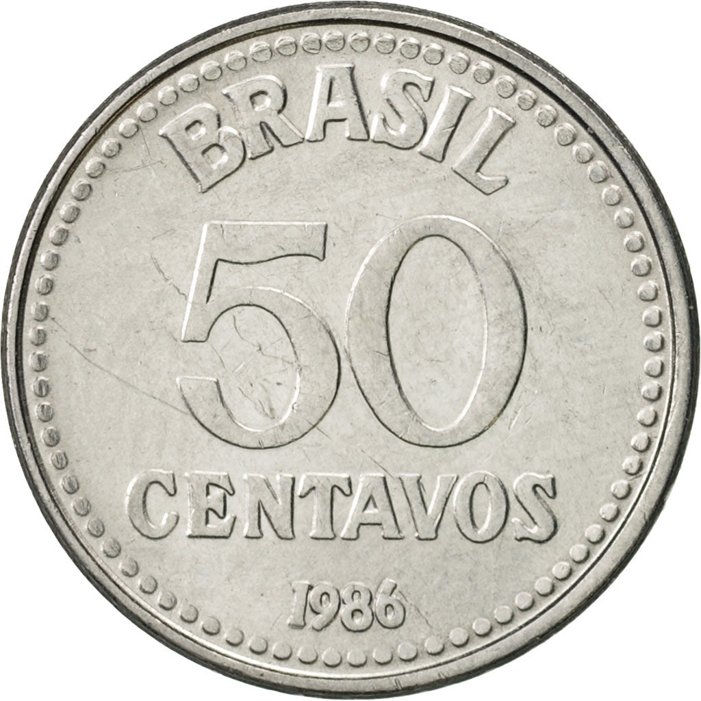 Münze, Brasilien, 50 Centavos, 1986, VZ, Stainless Steel, KM:604