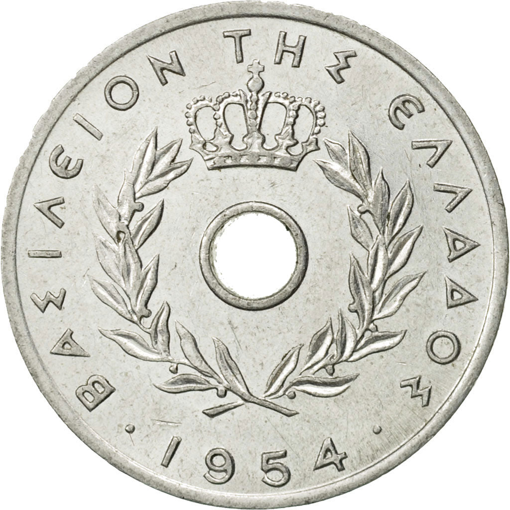 Coin, Greece, 5 Lepta, 1954, AU(55-58), Aluminum, KM:77