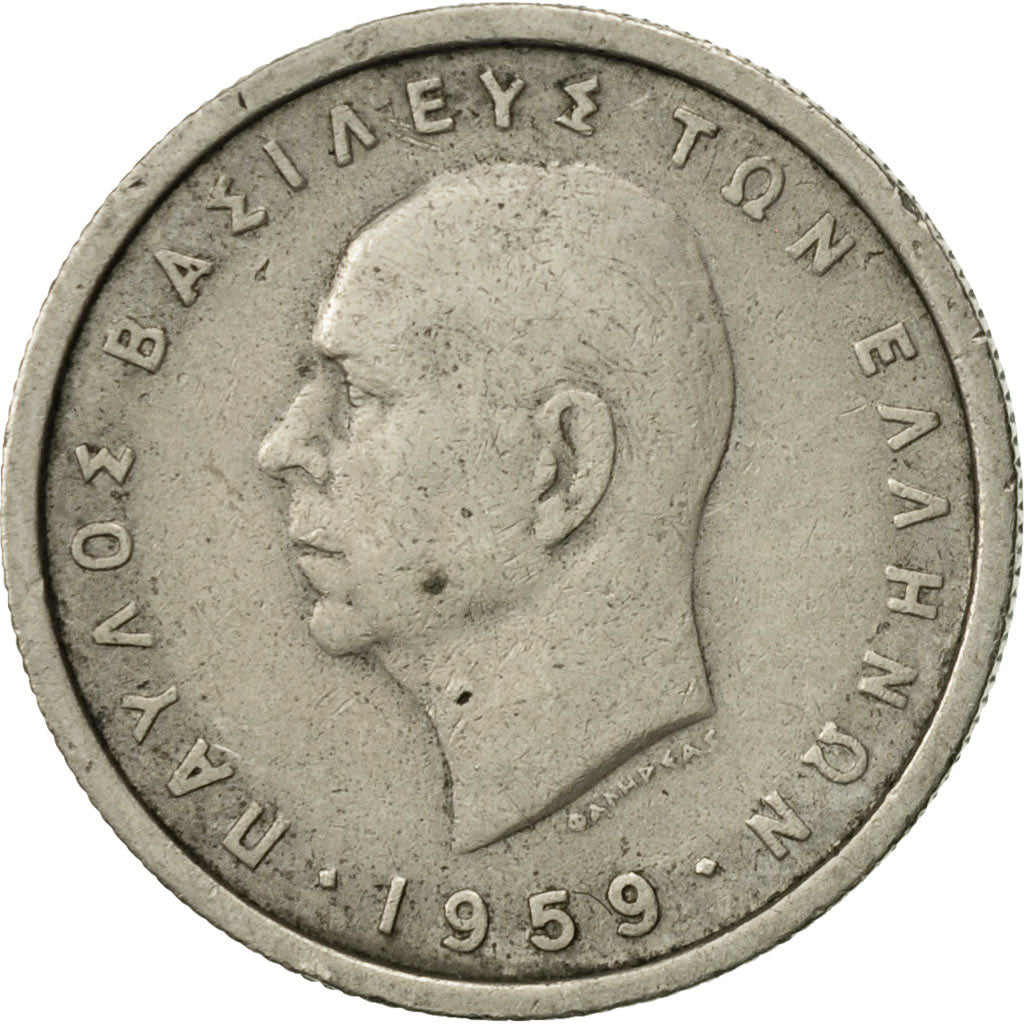 Coin, Greece, Paul I, Drachma, 1959, EF(40-45), Copper-nickel, KM:81