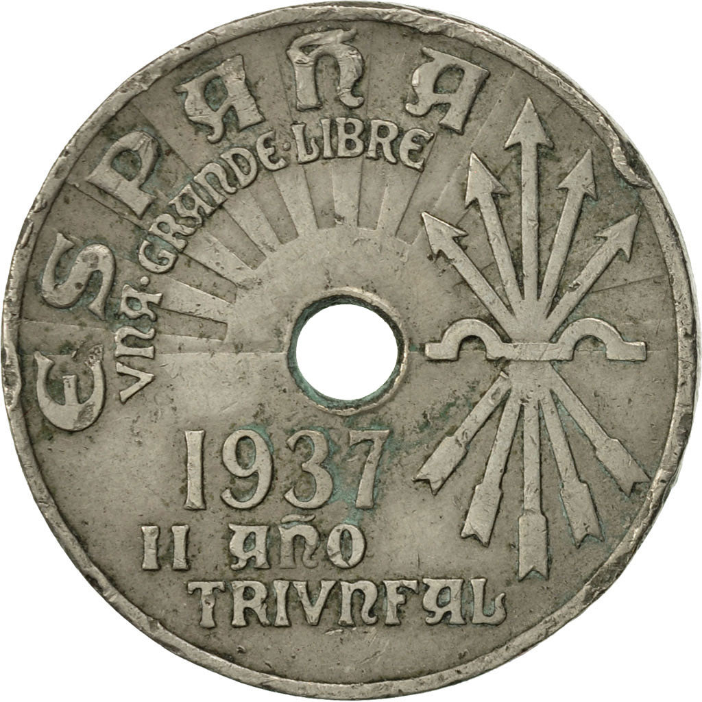 Coin, Spain, 25 Centimos, 1937, Vienna, VF(20-25), Copper-nickel, KM:753
