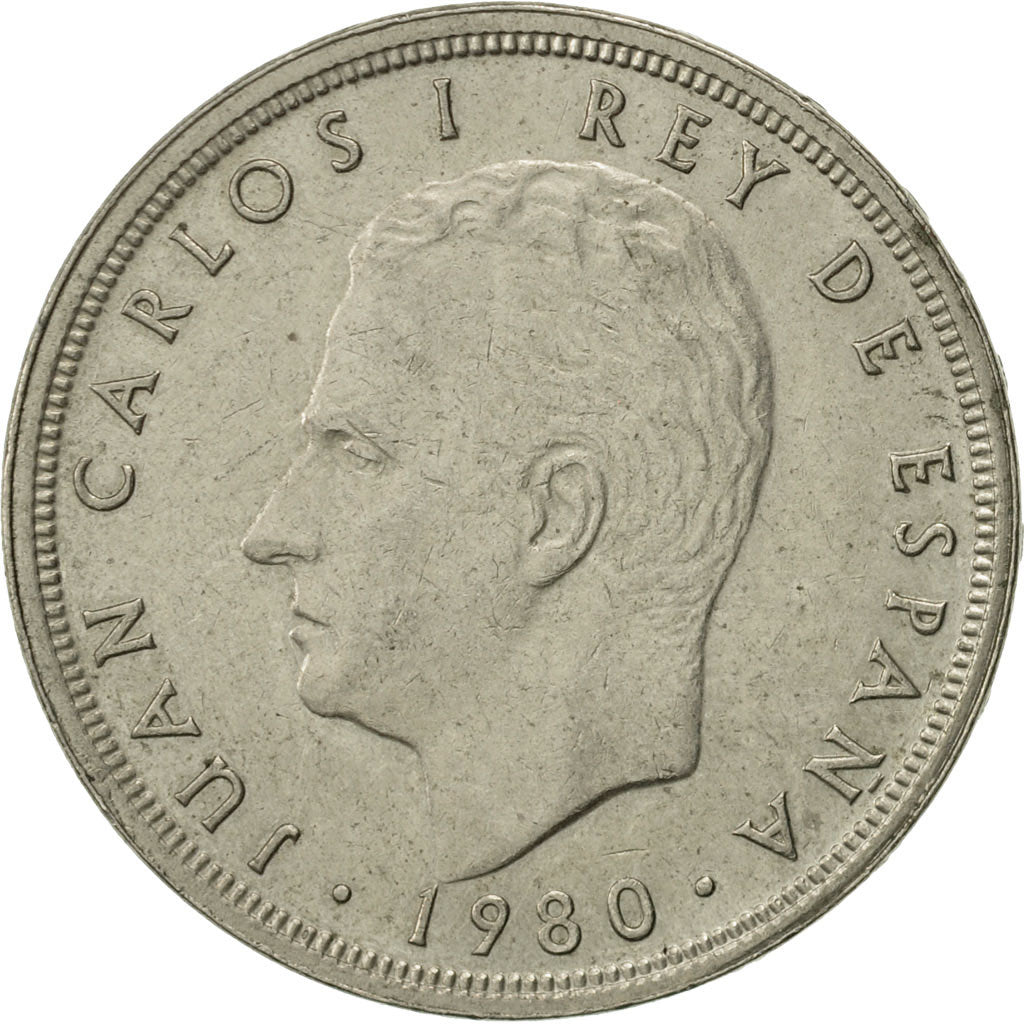Moneda, España, Juan Carlos I, 50 Pesetas, 1980, MBC+, Cobre - níquel, KM:819