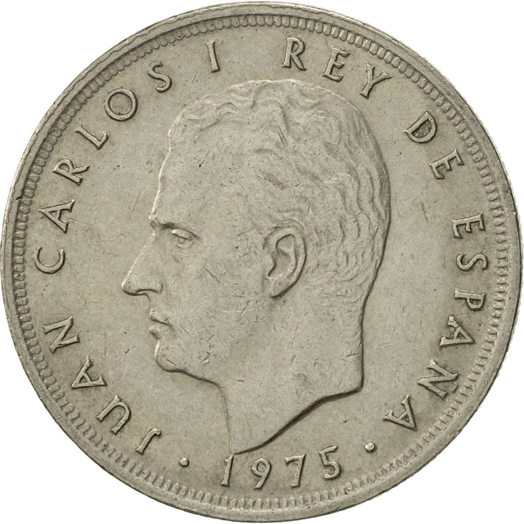 Moneta, Spagna, Juan Carlos I, 5 Pesetas, 1975, BB+, Rame-nichel, KM:807