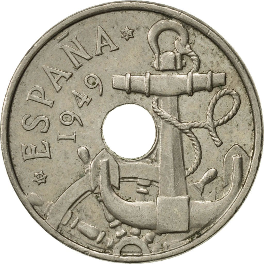 Coin, Spain, Francisco Franco, caudillo, 50 Centimos, 1949, AU(50-53)