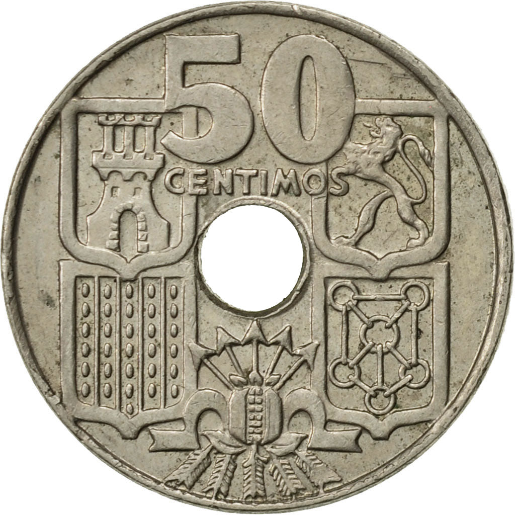 Coin, Spain, Francisco Franco, caudillo, 50 Centimos, 1949, AU(50-53)