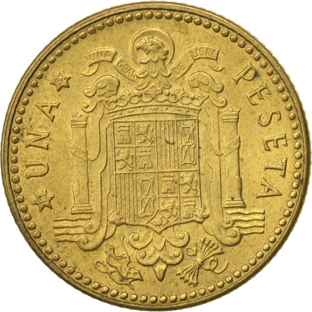 Spain, Francisco Franco, caudillo, Peseta, 1947, AU(55-58), Aluminum-Bronze