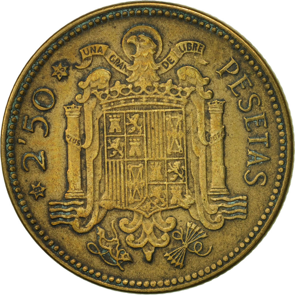 Espagne, Caudillo and regent, 2-1/2 Pesetas, 1956, Madrid, TTB, Aluminum-Bronze