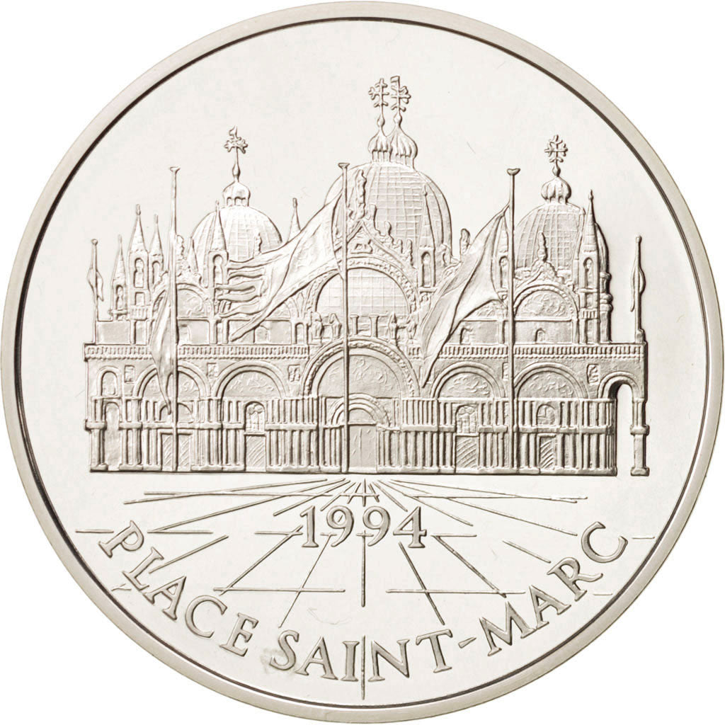Frankreich, 100 Francs-15 Ecus, 1994, St. Mark's Cathedral, Silver, KM:1068