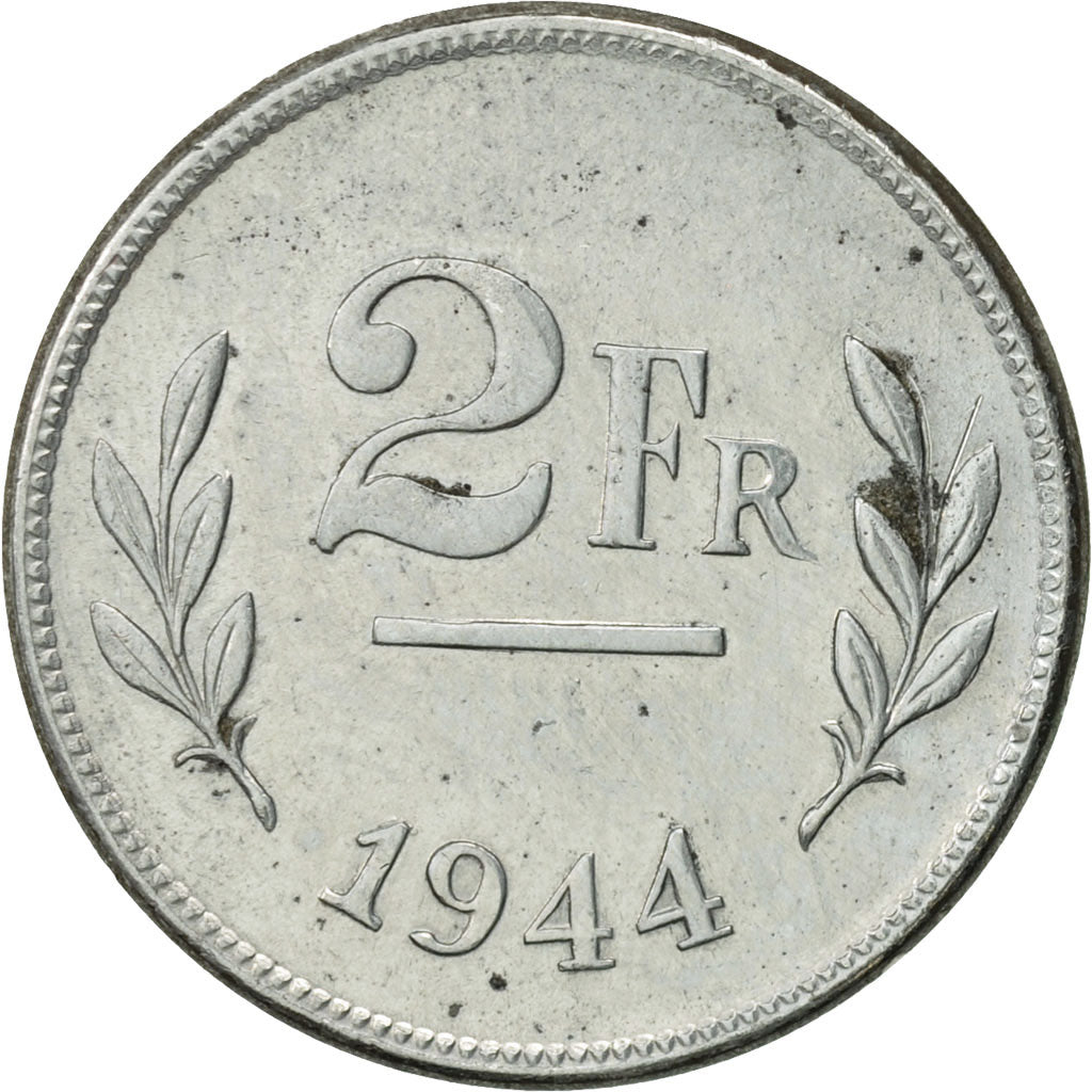 Coin, Belgium, 2 Francs, 2 Frank, 1944, AU(55-58), Zinc Coated Steel, KM:133