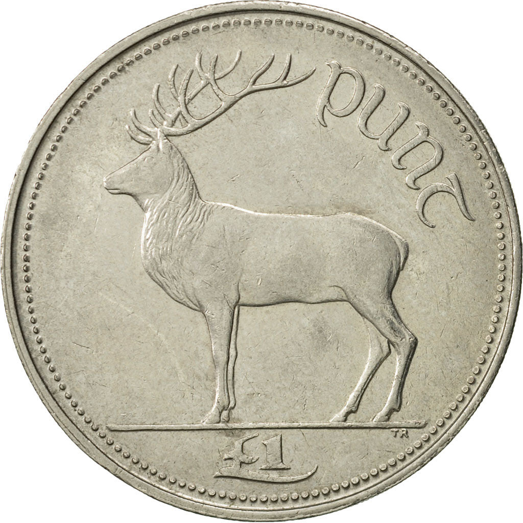 IRELAND REPUBLIC, Punt, Pound, 1990, AU(50-53), Copper-nickel, KM:27