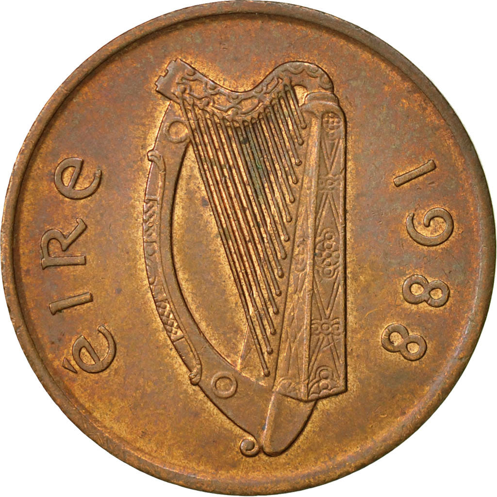 Coin, IRELAND REPUBLIC, 2 Pence, 1988, AU(55-58), Bronze, KM:21