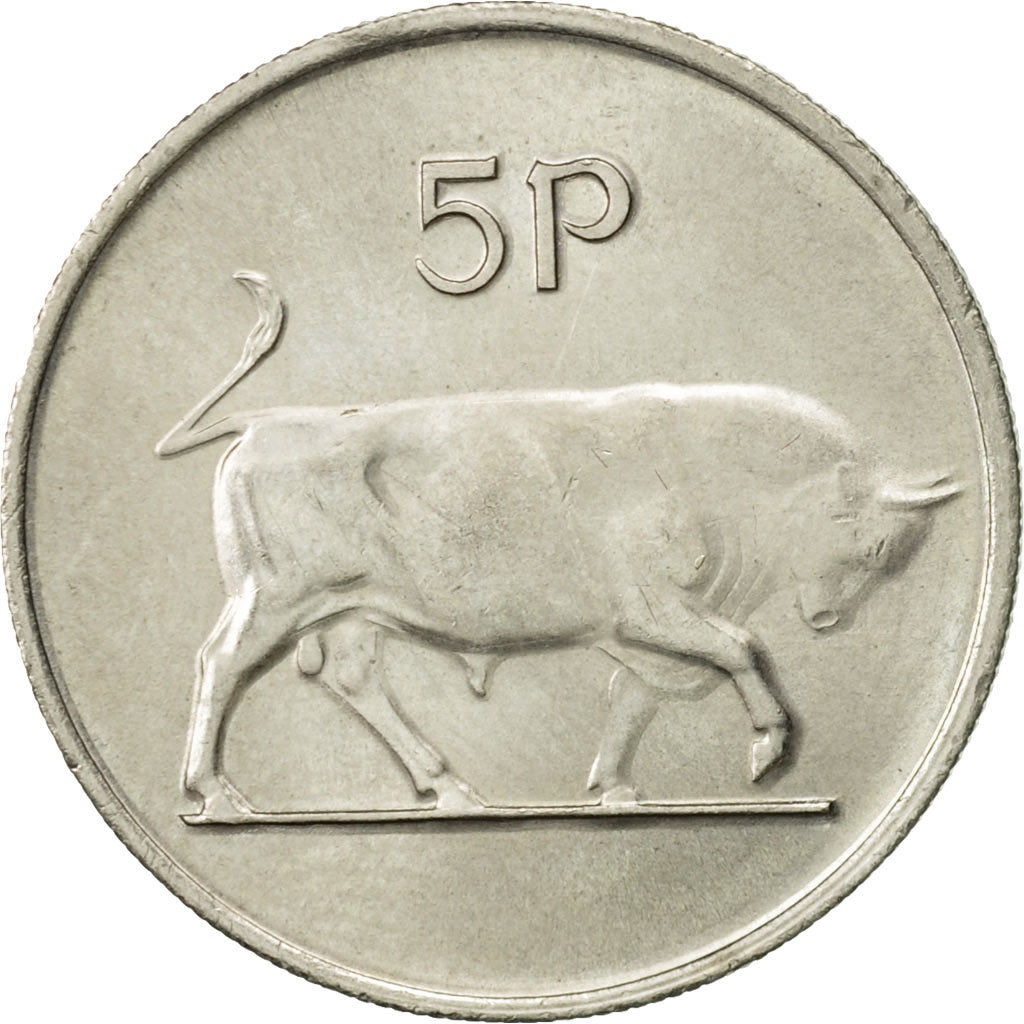 Coin, IRELAND REPUBLIC, 5 Pence, 1986, AU(55-58), Copper-nickel, KM:22