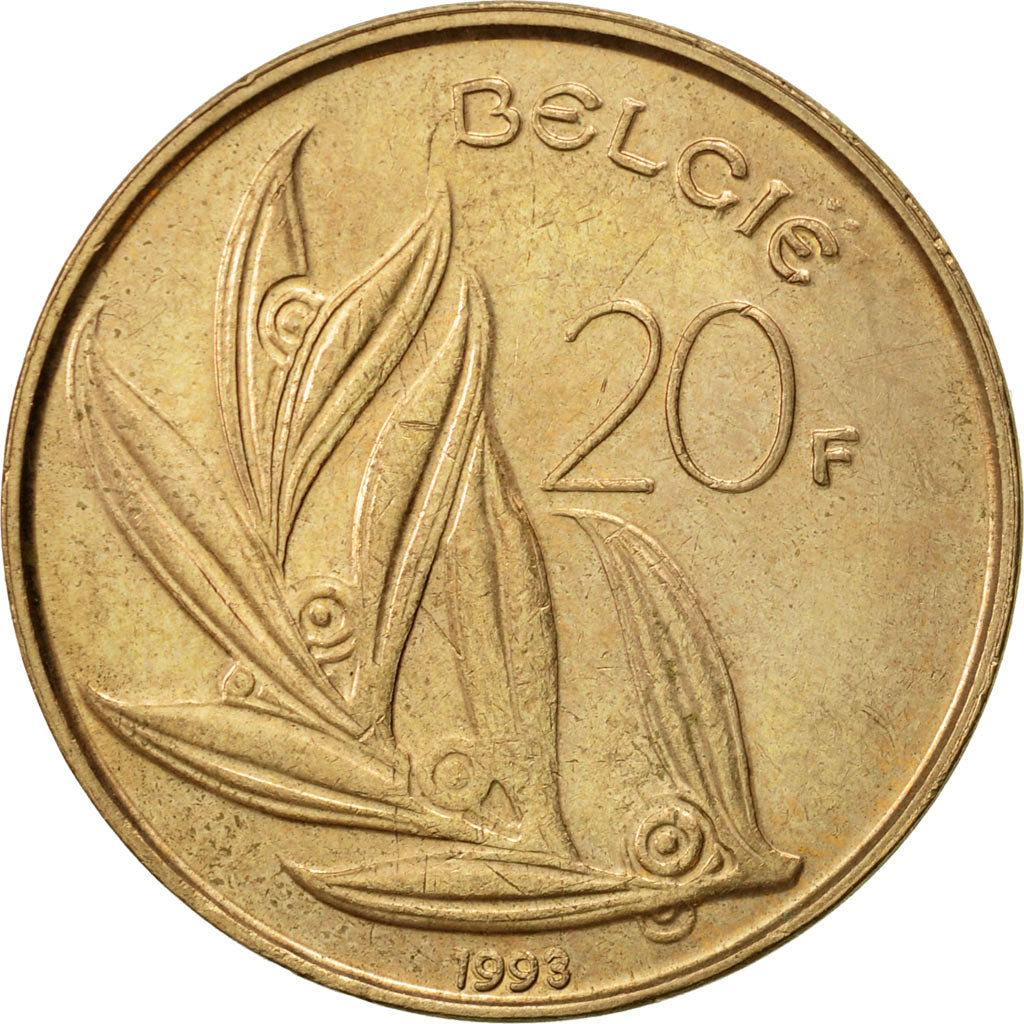 Coin, Belgium, 20 Francs, 20 Frank, 1993, EF(40-45), Nickel-Bronze, KM:160