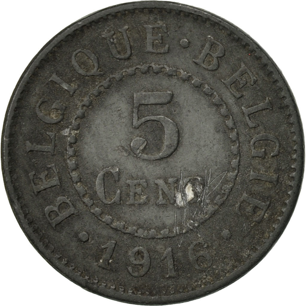Coin, Belgium, 5 Centimes, 1916, EF(40-45), Zinc, KM:80