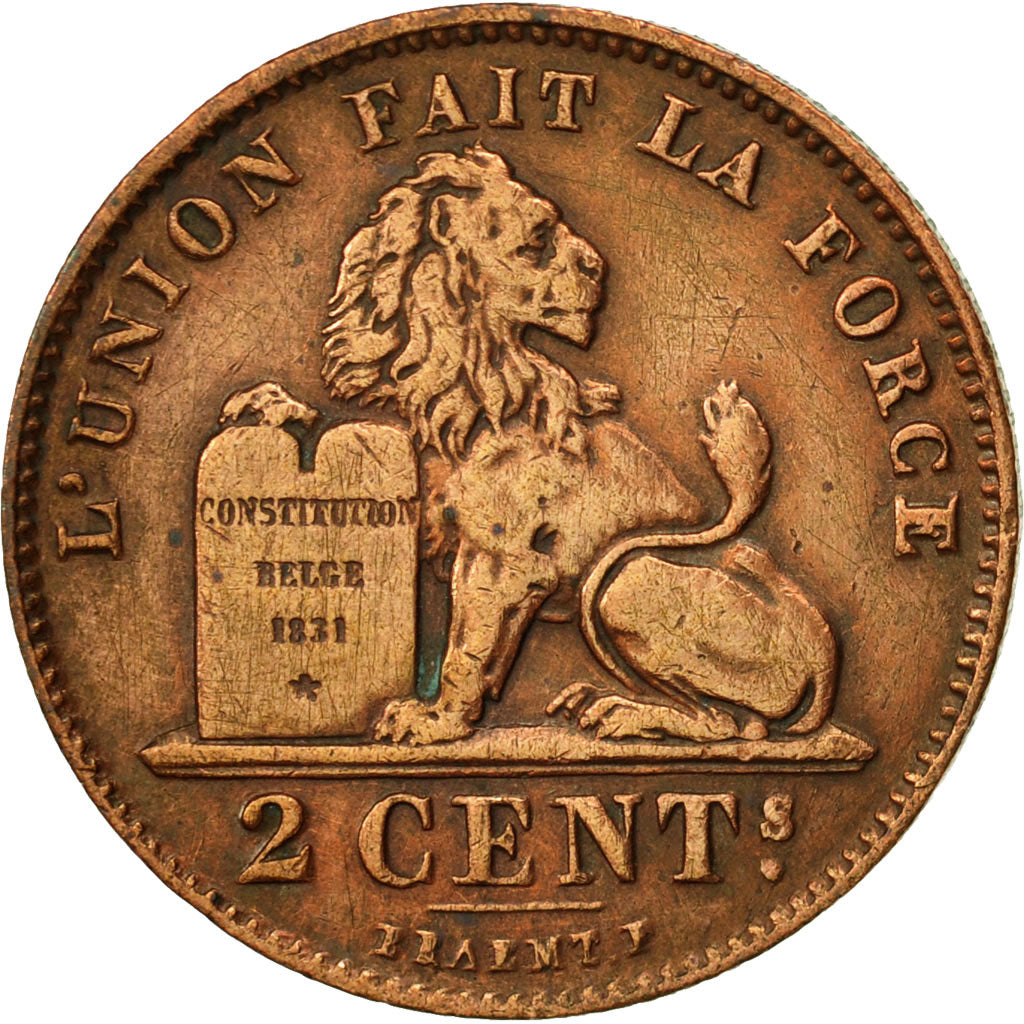 Belgium, Leopold II, 2 Centimes, 1909, EF(40-45), Copper, KM:35.1