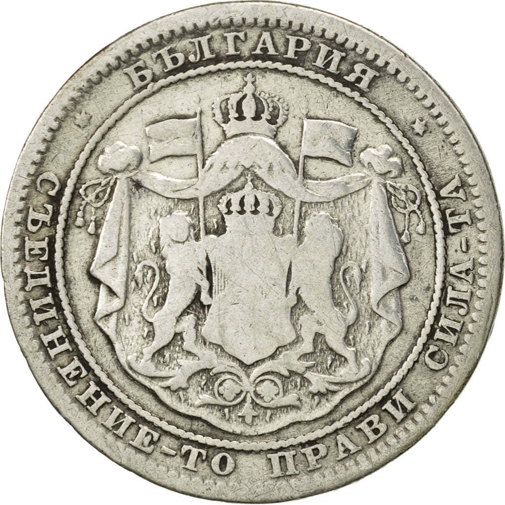 Bulgaria, Alexander  I, Lev, 1882, VF(20-25), Silver, KM:4