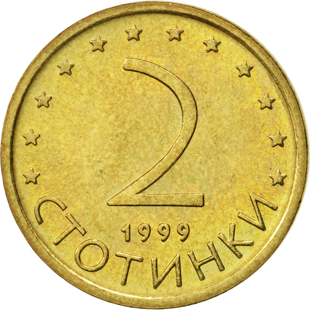 Coin, Bulgaria, 2 Stotinki, 1999, AU(55-58), Aluminum-Bronze, KM:238