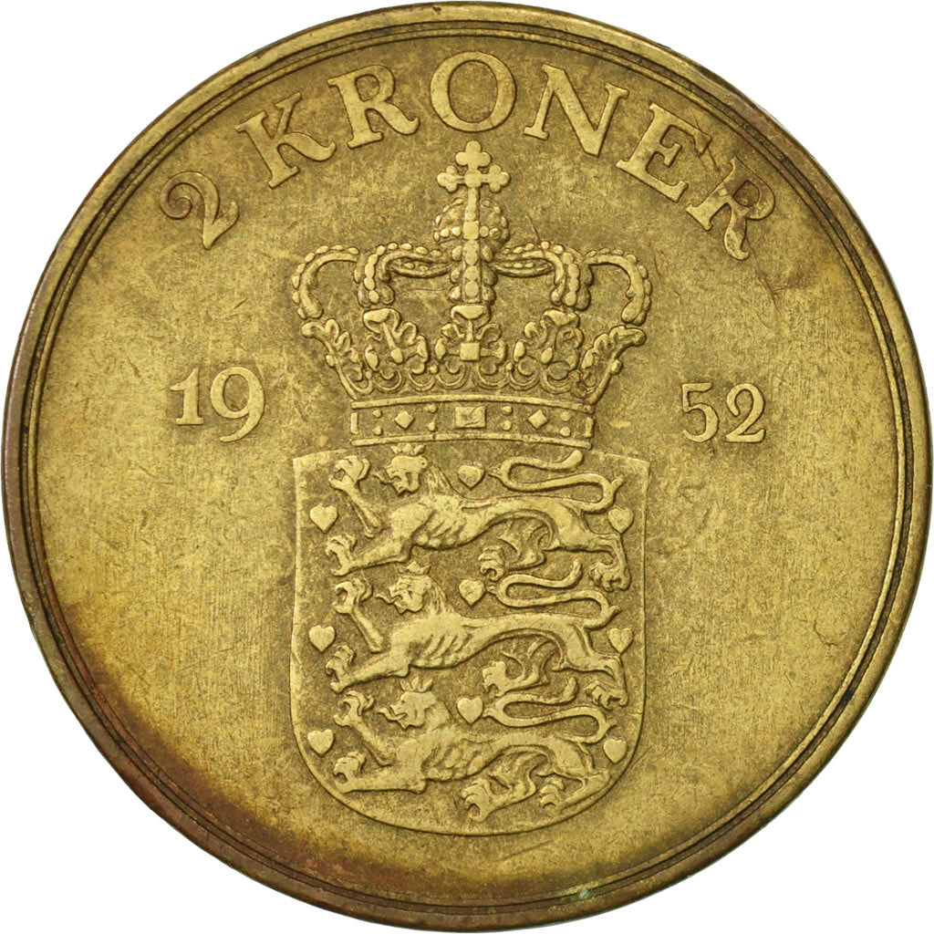 Coin, Denmark, Frederik IX, 2 Kroner, 1952, Copenhagen, VF(20-25)