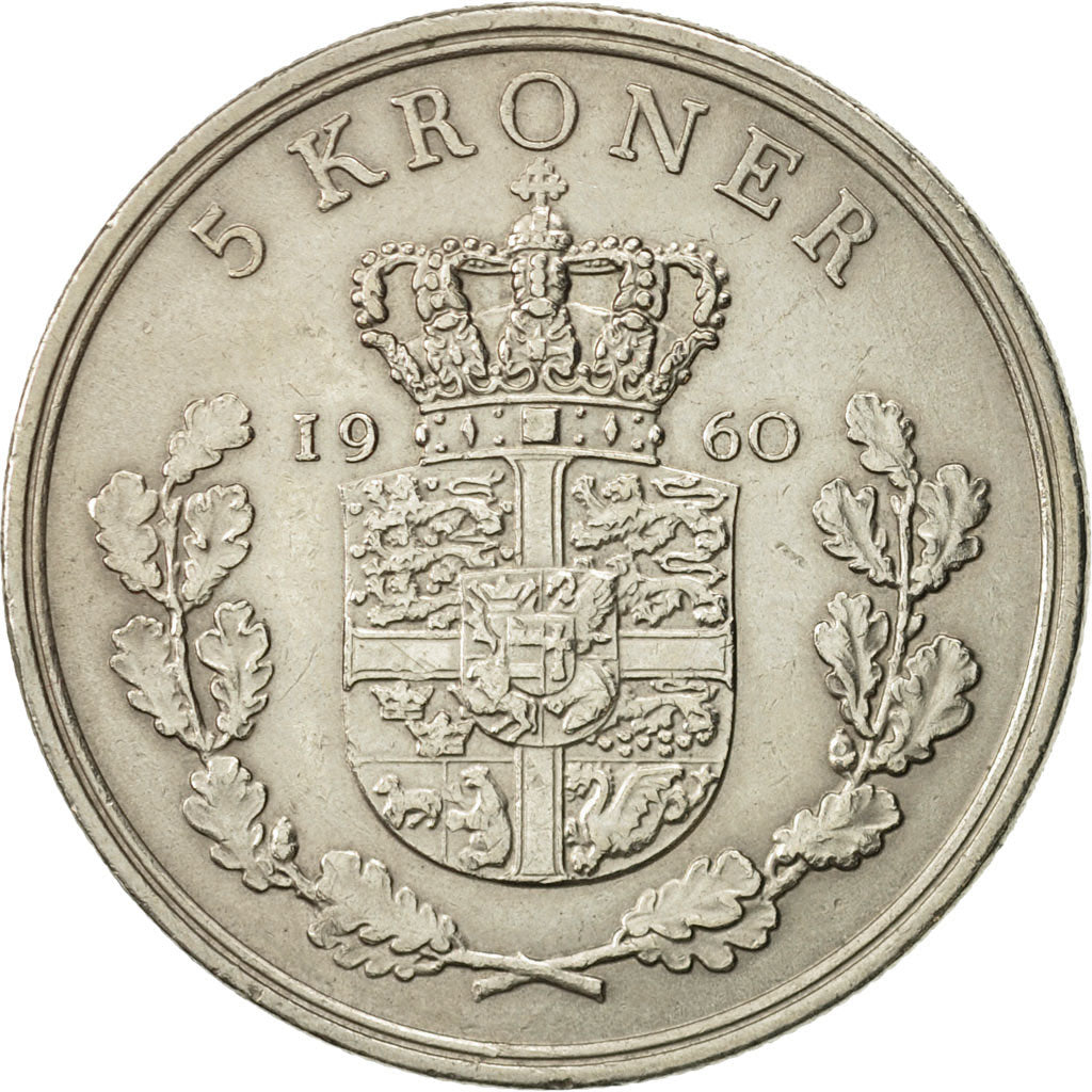 Coin, Denmark, Frederik IX, 5 Kroner, 1960, Copenhagen, EF(40-45)