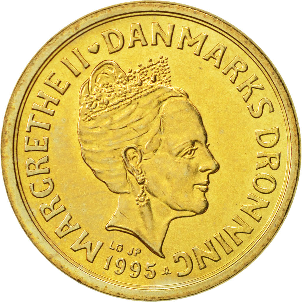 Danimarca, Margrethe II, 10 Kroner, 1995, Copenhagen, SPL-, Alluminio-bronzo