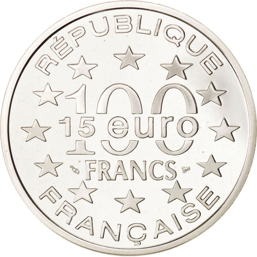 France, 100 Francs-15 Euro, 1997, Stockholm, Silver, KM:1193