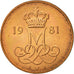 Coin, Denmark, Margrethe II, 5 Öre, 1981, Copenhagen, AU(55-58), Copper Clad
