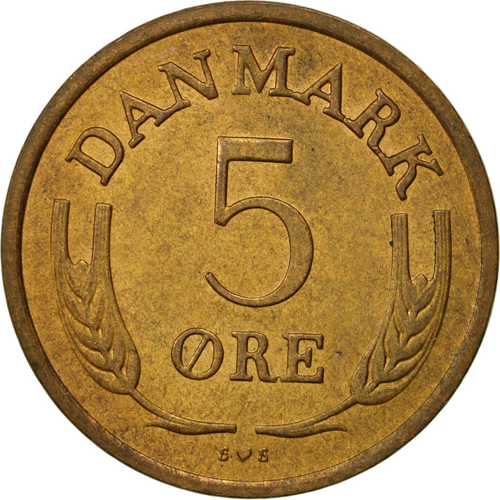 Coin, Denmark, Frederik IX, 5 Öre, 1972, Copenhagen, AU(55-58), Bronze
