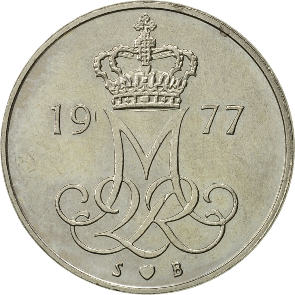Moneta, Danimarca, Margrethe II, 10 Öre, 1977, Copenhagen, SPL-, Rame-nichel