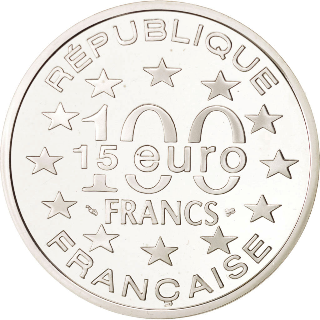France, 100 Francs-15 Euro, 1997, Rock of Cashel, Silver, KM:1189