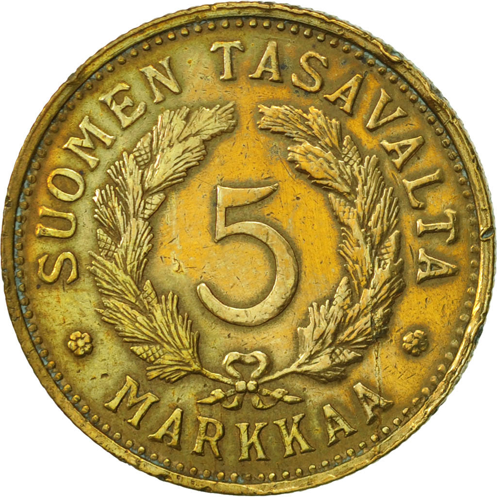 Finland, 5 Markkaa, 1950, EF(40-45), Brass, KM:31a